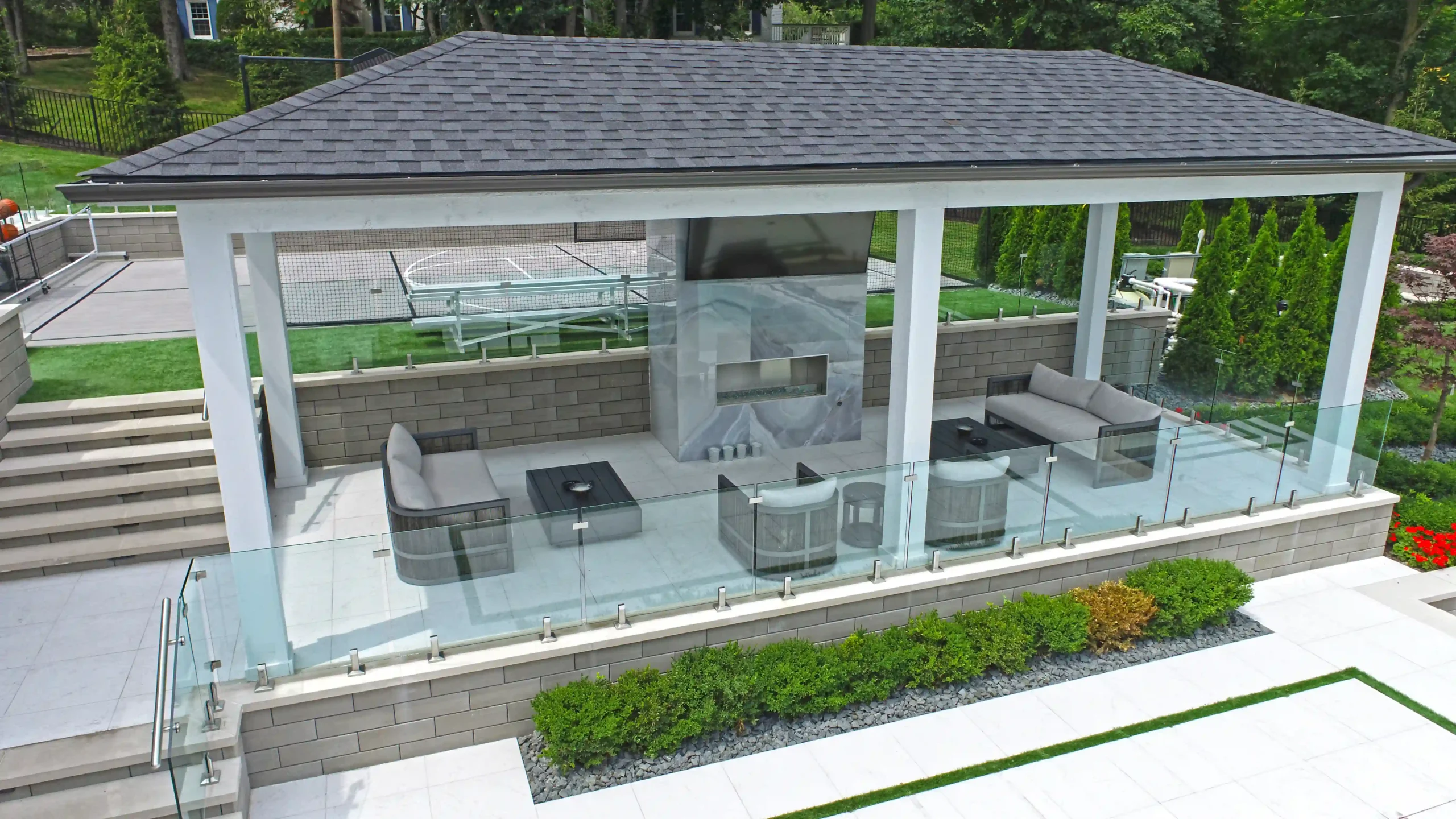 outdoor fireplace installation in Michigan