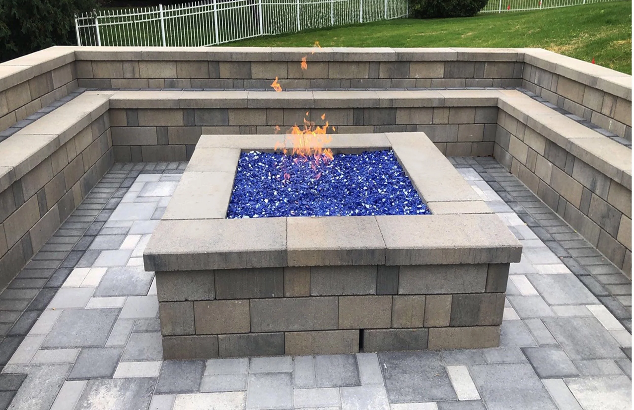 Outdoor living fire pit in Michigan
